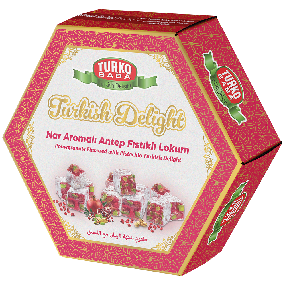Premium Pomegranate Pistachio Turkish Delight - 16 Packs x 250g