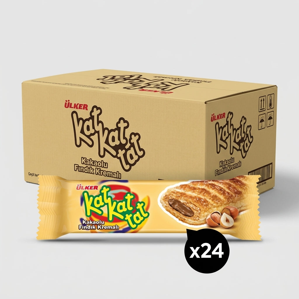 Kat Kat Tat Crispy Puff Pastry with Hazelnut Cream - 25g x 24 Pieces