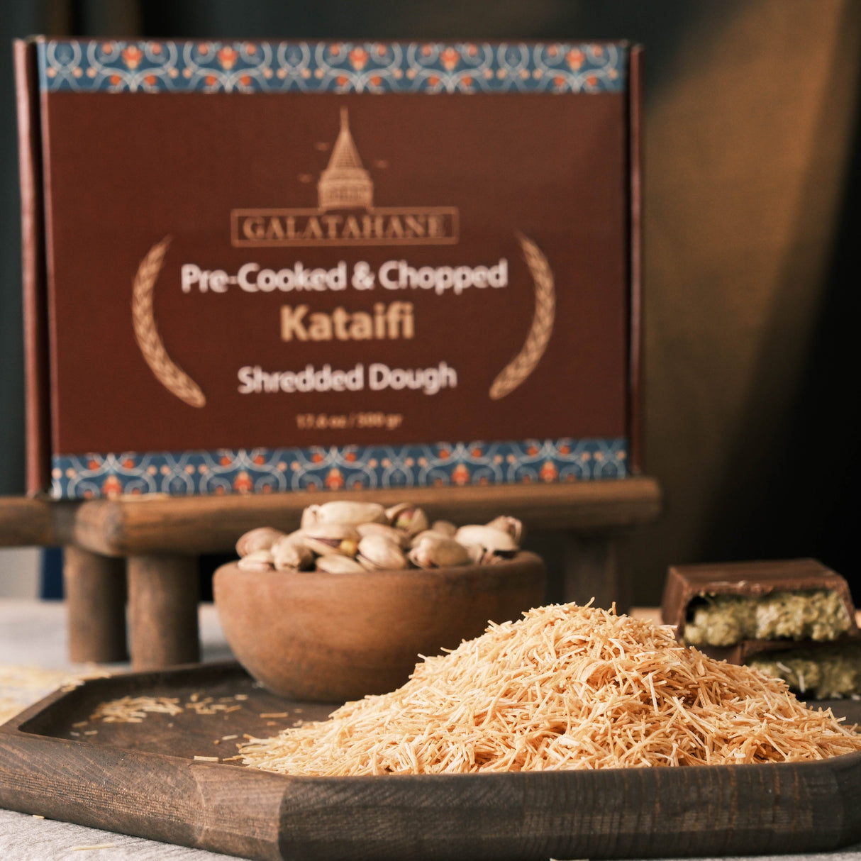 Premium Roasted Shredded Phyllo Dough Kadayif - 1 Box - 32 Packs x 500g