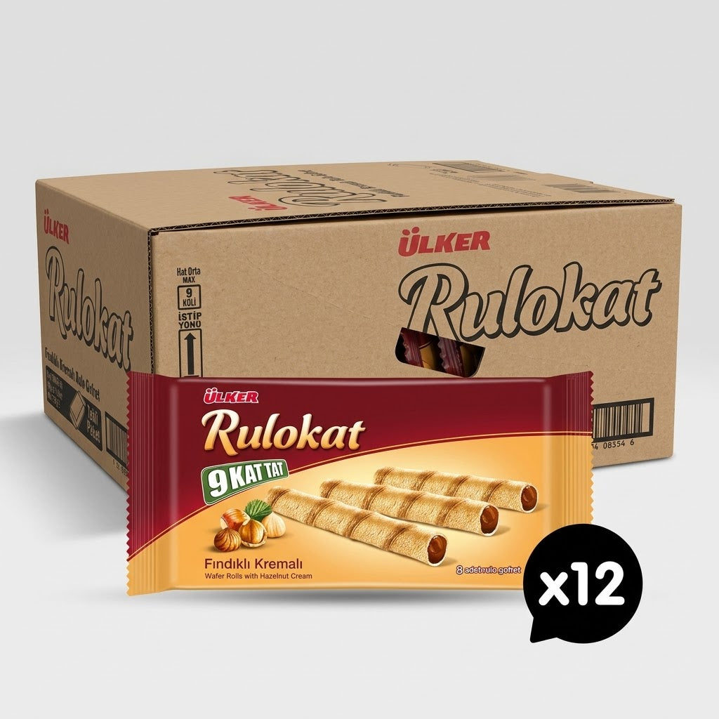 Rulokat Wafer Rolls with Hazelnut Cream - 42g x 12 Pieces