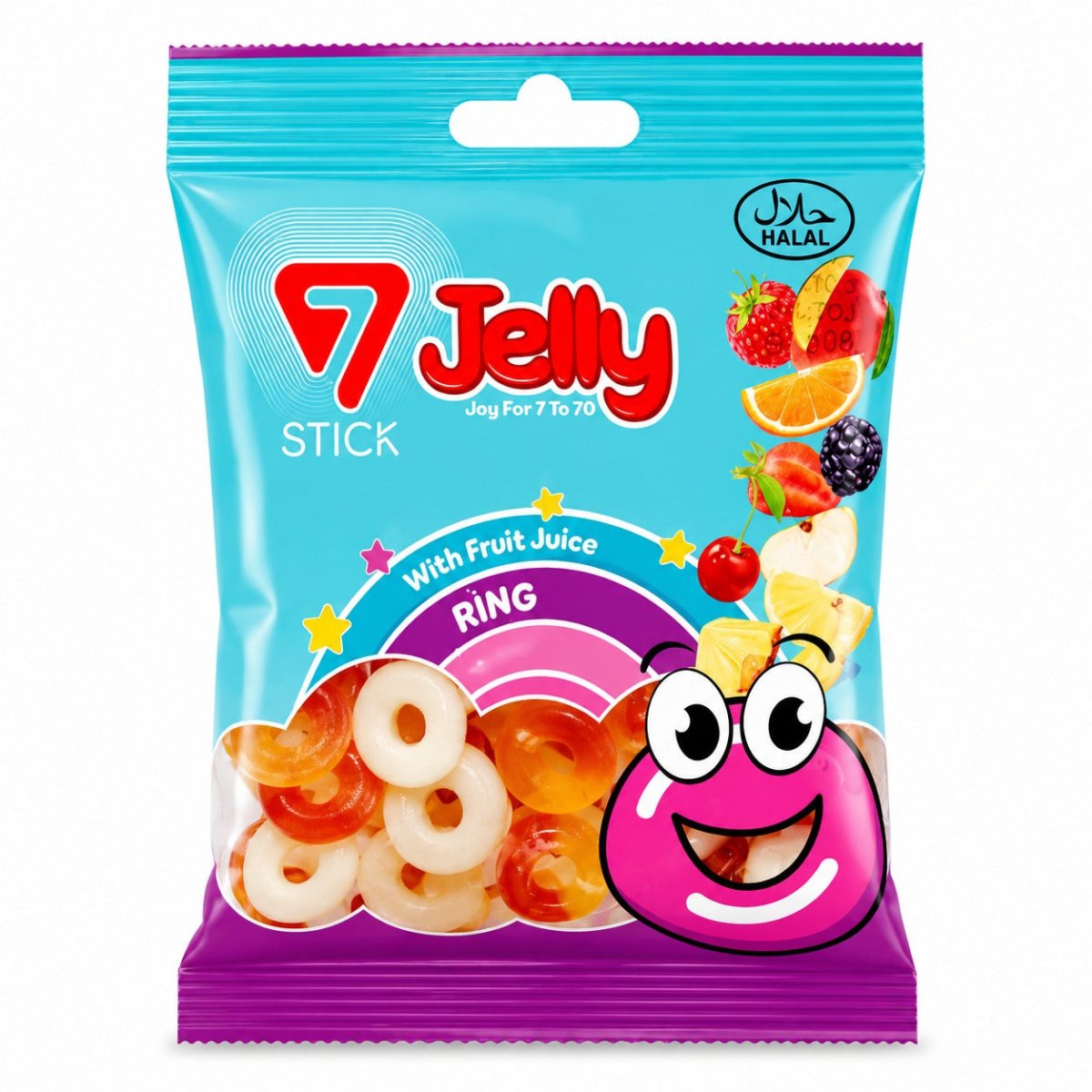 7 Jelly Stick Ring Gummy Candy – 80g (72-Bag Bulk Case) - Aladdin Business