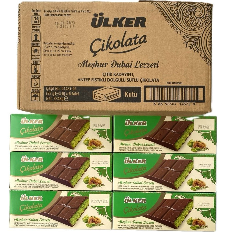 Ulker Dubai Chocolate with Antep Pistachio & Crispy Kataifi - 93g x 36 Pieces
