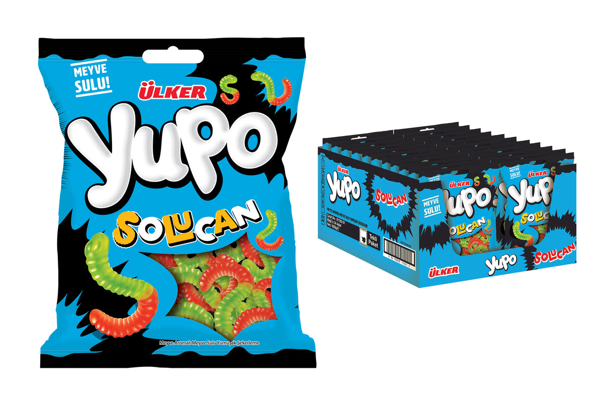 Premium Gummy Worm Candy - 1 Case - 24 Packs x 80g Each