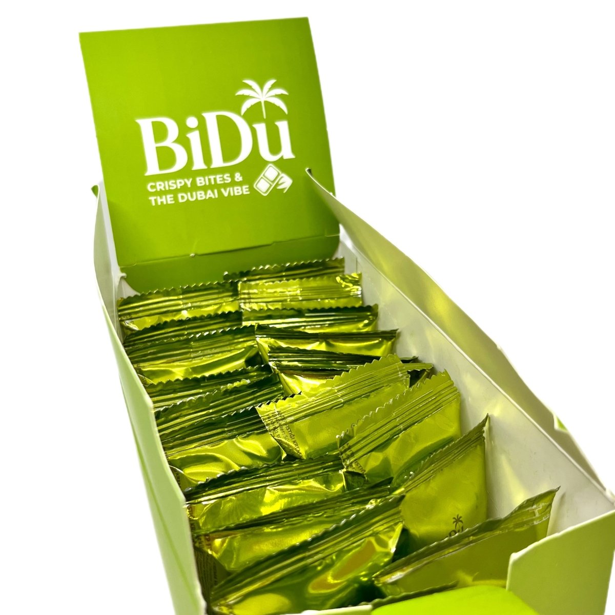 BiDu Premium Dubai-Style Chocolate with Pistachio & Shredded Wheat - 540 Pieces x 17g