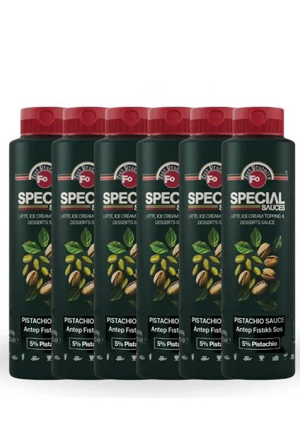 Antep Pistachio Topping Sauce 5% - Gourmet Dessert Drizzle - 940g x 6 Bottles