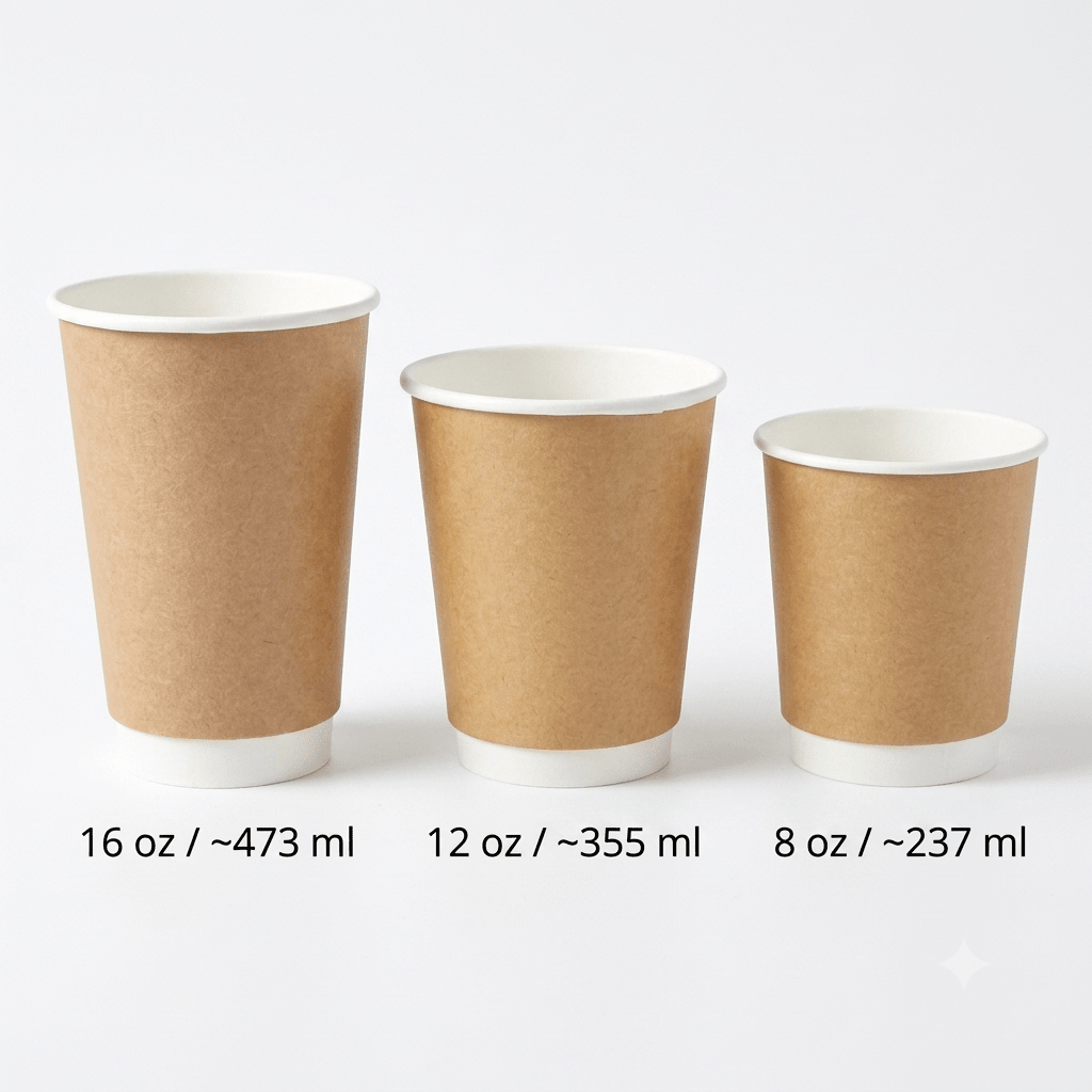 Premium Double Wall Paper Hot Cups – 8 oz / 12 oz / 16 oz - Case of 500 - Aladdin Business