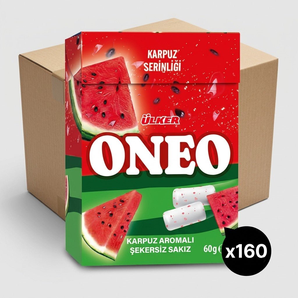 Premium Watermelon Flavored Chewing Gum Dragees - 1 Case - 160 Packs x 21g Each - Aladdin Business