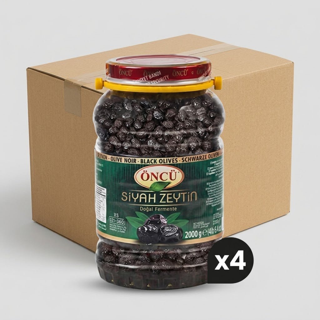 Turkish Oiled Black Olives, Extra Small (321 - 350 Count) - 4 Units x 2kg - Aladdin Business
