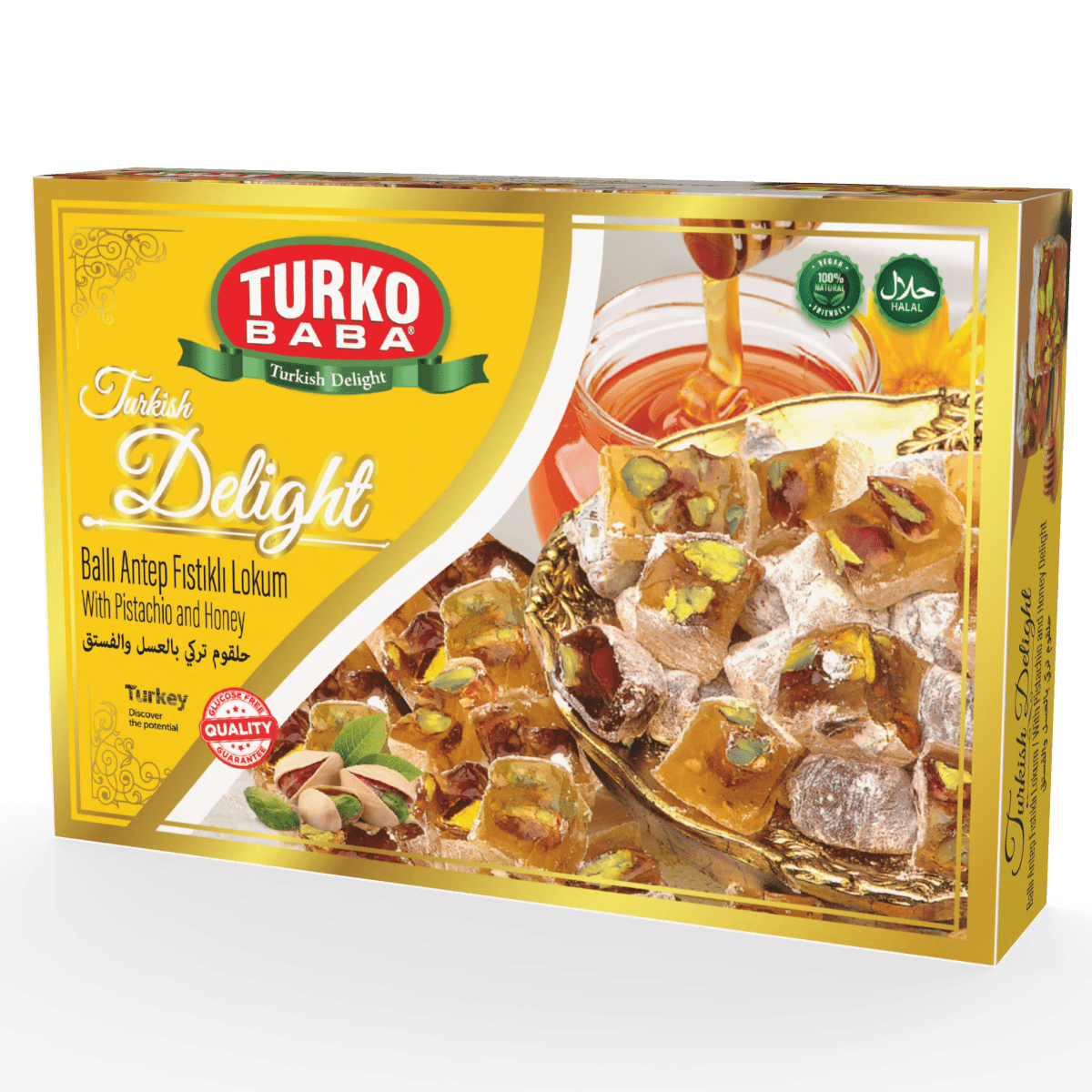 TURKOBABA Premium Honey Pistachio Turkish Delight Lokum - 225g - Aladdin Business