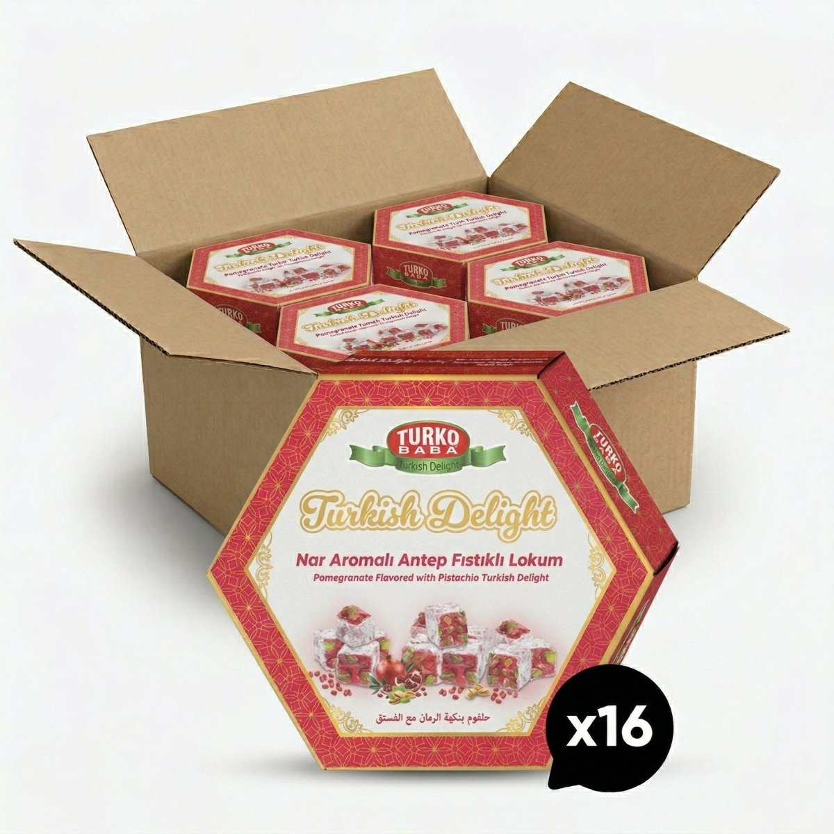 TURKOBABA Premium Pomegranate Pistachio Turkish Delight - 250g - Aladdin Business