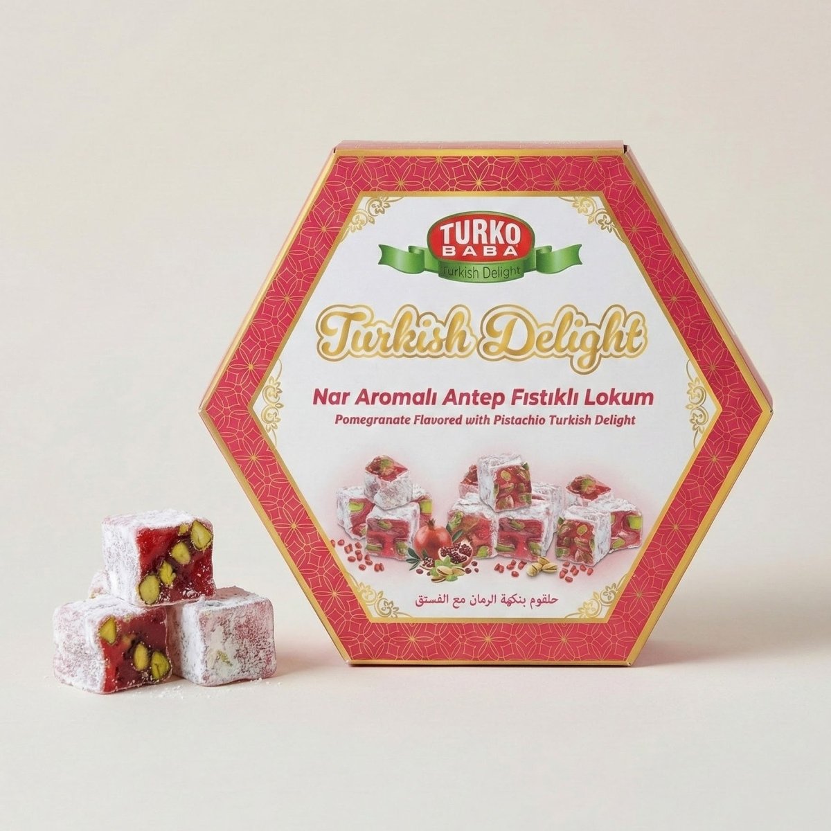 TURKOBABA Premium Pomegranate Pistachio Turkish Delight - 250g - Aladdin Business
