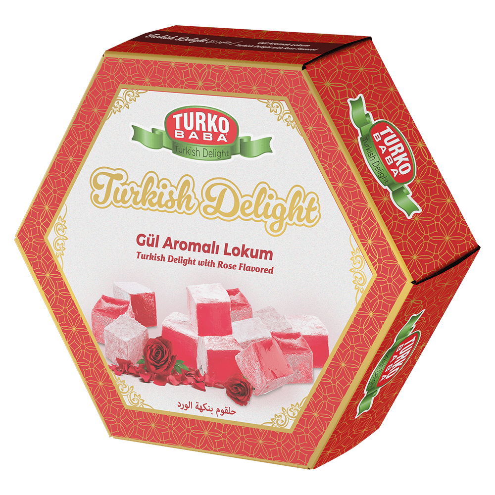 TURKOBABA Premium Rose Flavored Turkish Delight Loukoum - 250g - Aladdin Business