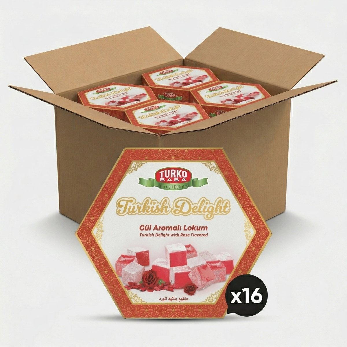 TURKOBABA Premium Rose Flavored Turkish Delight Loukoum - 250g - Aladdin Business