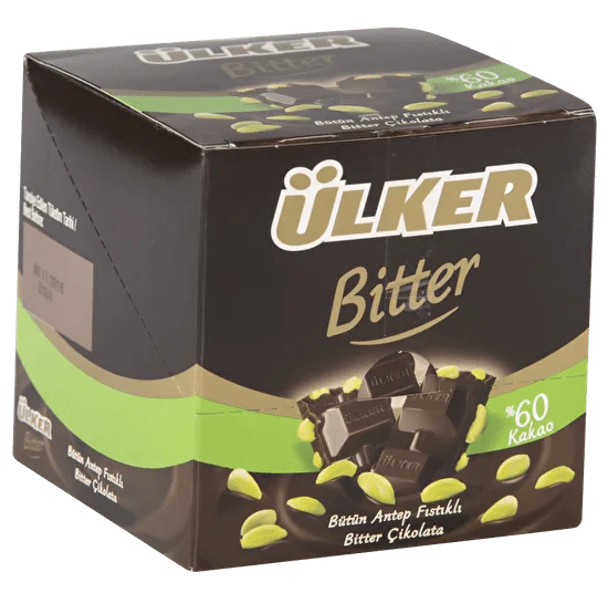 Dark Square Chocolate with Whole Pistachios - 65g x 36 Pieces