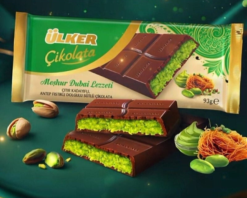 Ulker Dubai Chocolate with Antep Pistachio & Crispy Kataifi - 93g x 36 Pieces