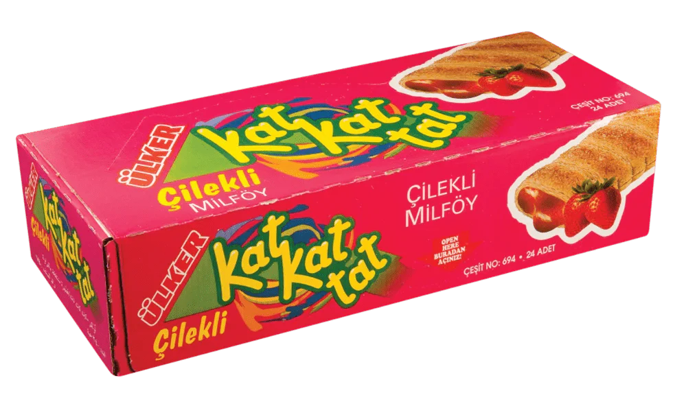 Kat Kat Tat Crispy Puff Pastry with Strawberry Filling - 28g x 24 Pieces
