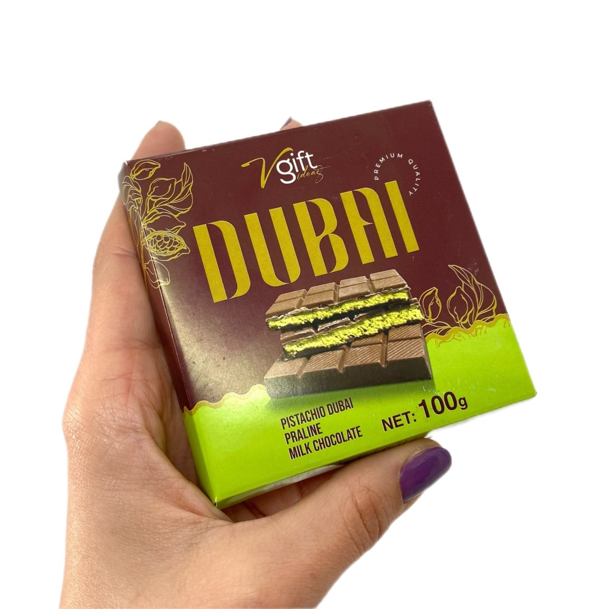 V - Gift Pistachio Praline Dubai Chocolate Bar - Crispy & Nutty Delight - Aladdin Business