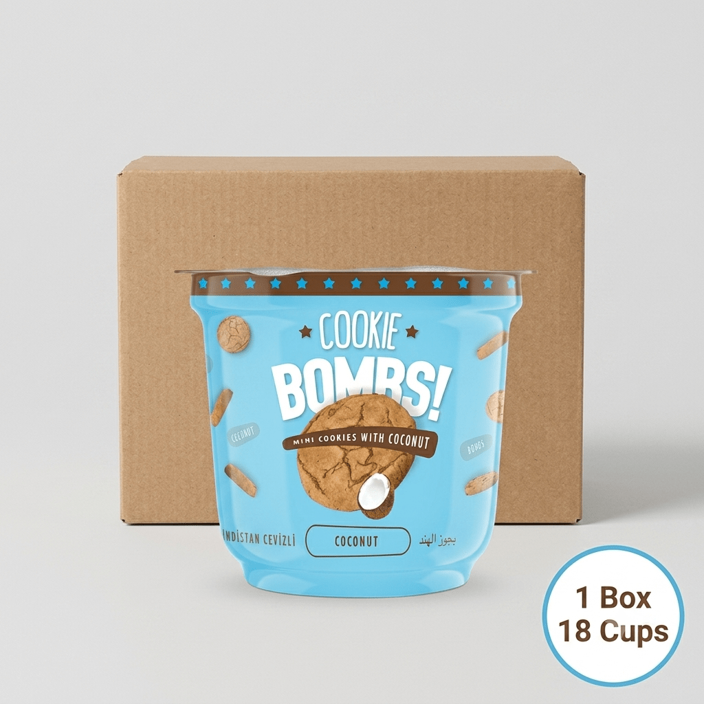 Wholesale Cookie Bombs - Coconut Filled Mini Cookies - 1 Case - 18 Cups - Aladdin Business