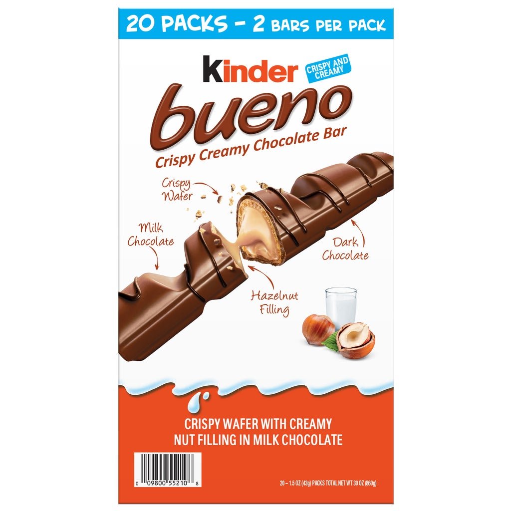 Wholesale Kinder Bueno Milk Chocolate Creamy Hazelnut Bars (20 ct Display Box) - Aladdin Business