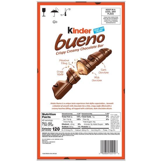 Wholesale Kinder Bueno Milk Chocolate Creamy Hazelnut Bars (20 ct Display Box) - Aladdin Business