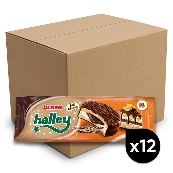Halley Chocolate Covered Orange Flavoured Sandwich Biscuits - 236g x 12 Packs