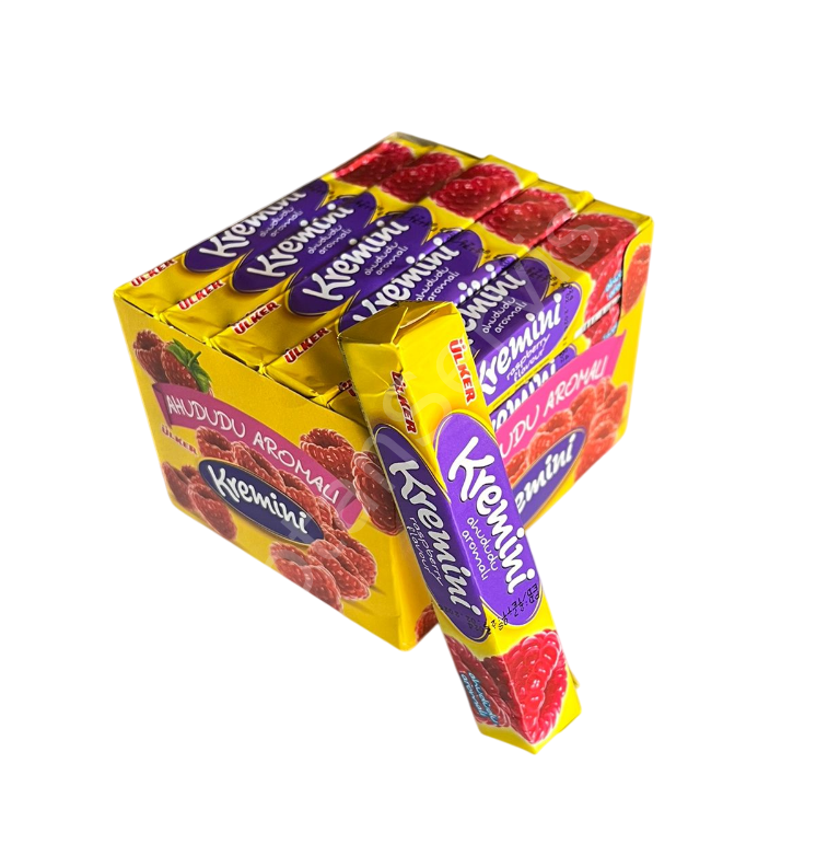Premium Raspberry Flavored Soft Chewy Candy - 1 Case - 240 Packs x 44g Each