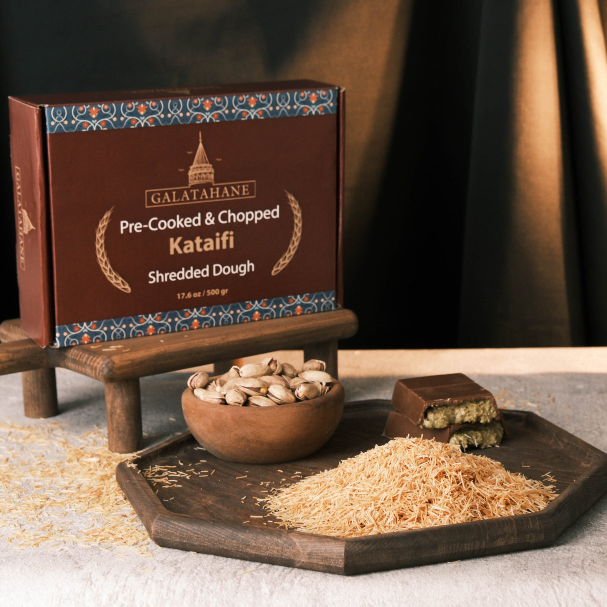 Premium Roasted Shredded Phyllo Dough Kadayif - 1 Box - 32 Packs x 500g