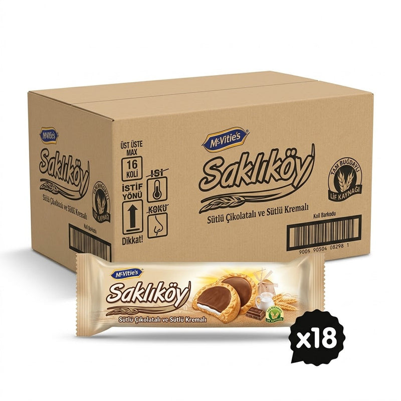 Saklikoy Cookies with Chocolate and Milk Cream - 18 Pieces x 100g