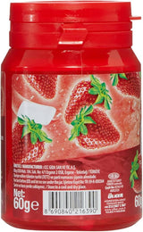 Strawberry Flavored Bottle Shaped Chewing Gum Dragees - 1 Case - 12 Packs x 60g Each