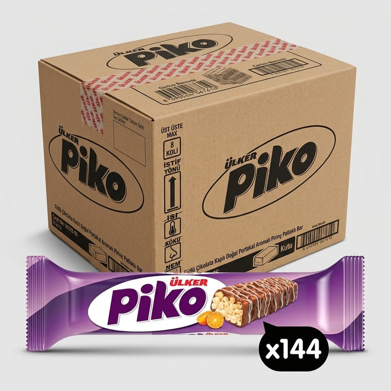 Piko Chocolate Covered Orange Flavoured Rice Puffs Bar - 18g x 144 Pieces