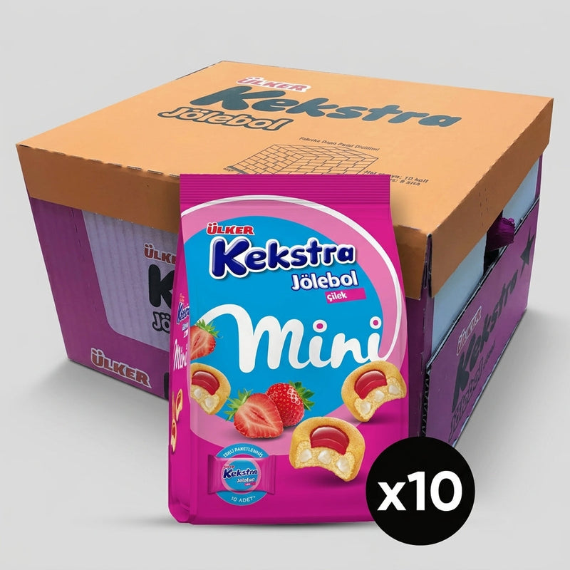 Kekstra Mini Strawberry Cakes in Single Serve Bag - 150g x 10 Bags