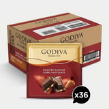 Godiva Roasted Almond Dark Square Chocolate - 60g x 36 Pieces