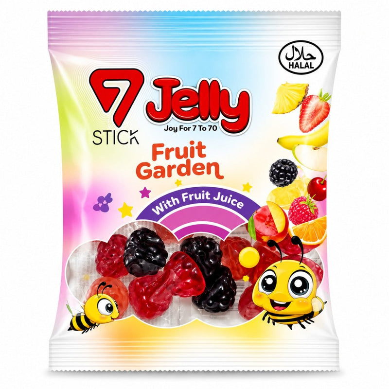 7 Jelly Stick Fruit Garden Gummy Candy – 80g (72-Bag Bulk Case) - Aladdin Business