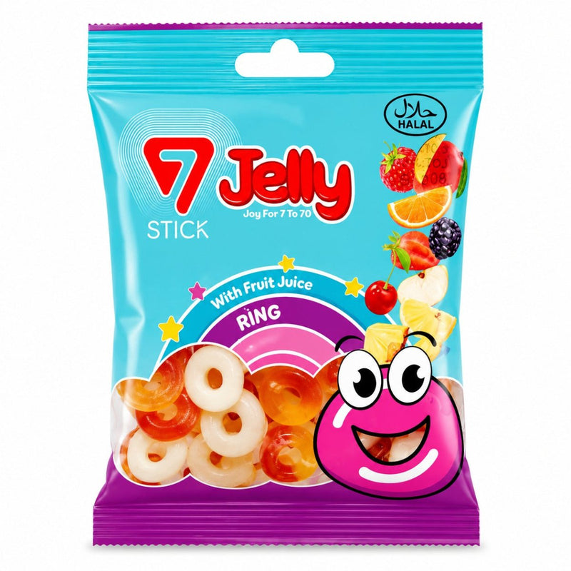 7 Jelly Stick Ring Gummy Candy – 80g (72-Bag Bulk Case) - Aladdin Business
