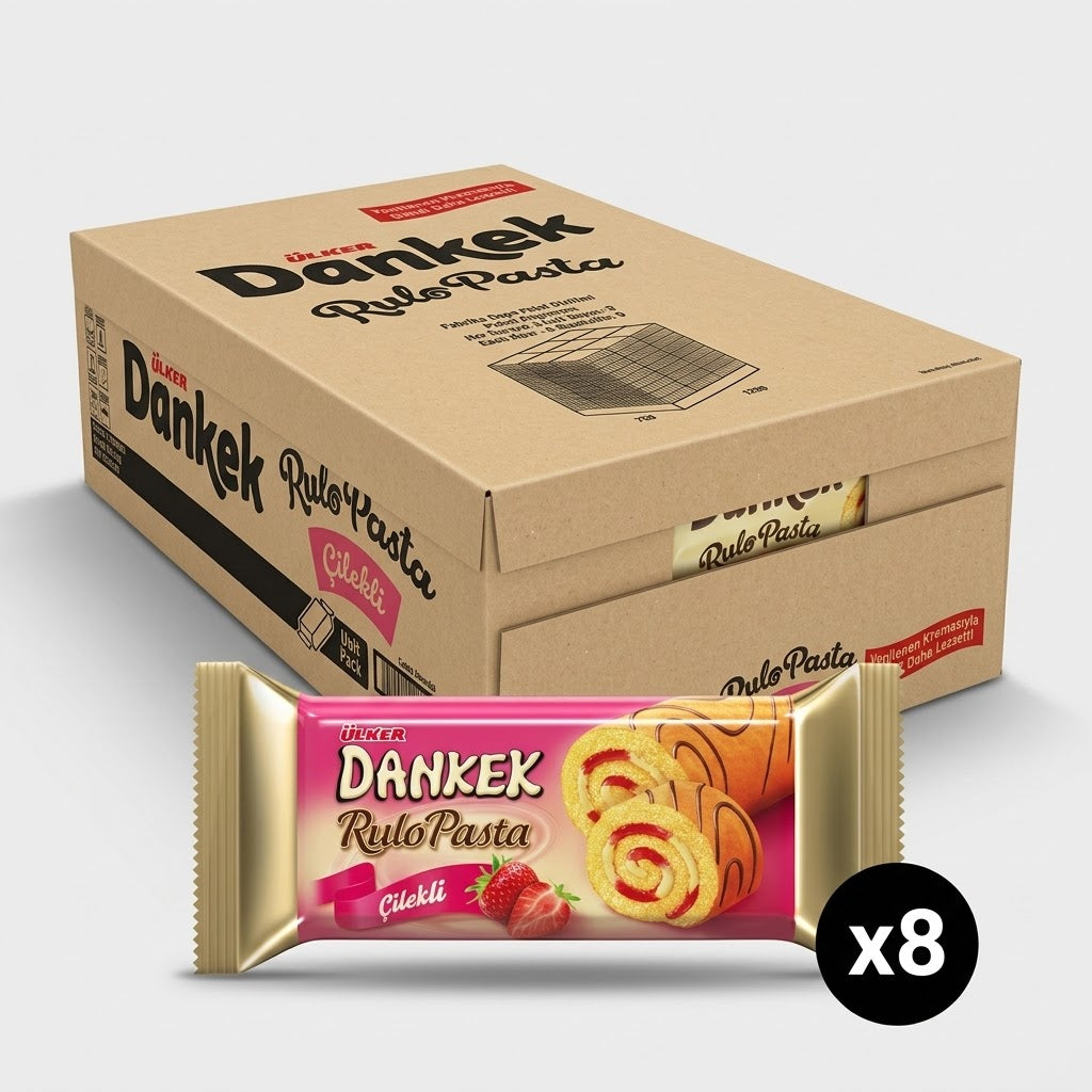 Dankek Roll Cake with Strawberry - 235g x 8 Packs