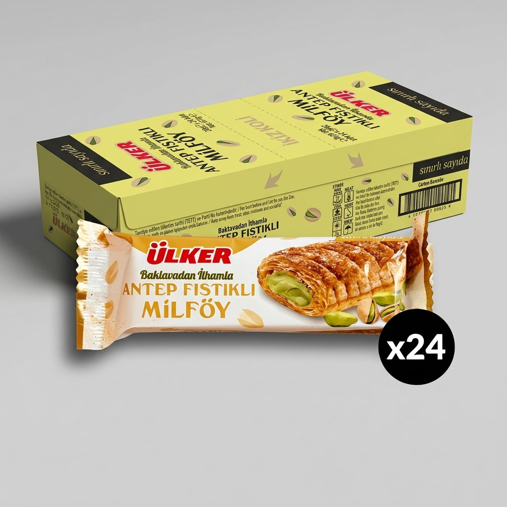 Kat Kat Tat Crispy Puff Pastry with Pistachio Cream - 28g x 24 Pieces