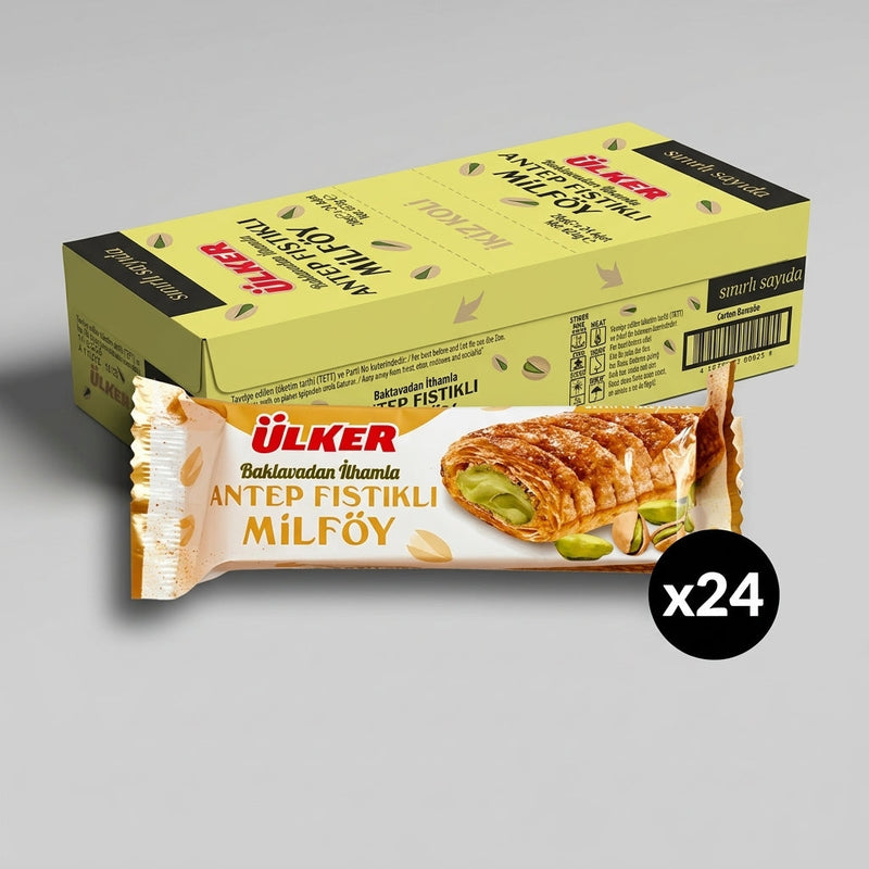 Kat Kat Tat Crispy Puff Pastry with Pistachio Cream - 28g x 24 Pieces