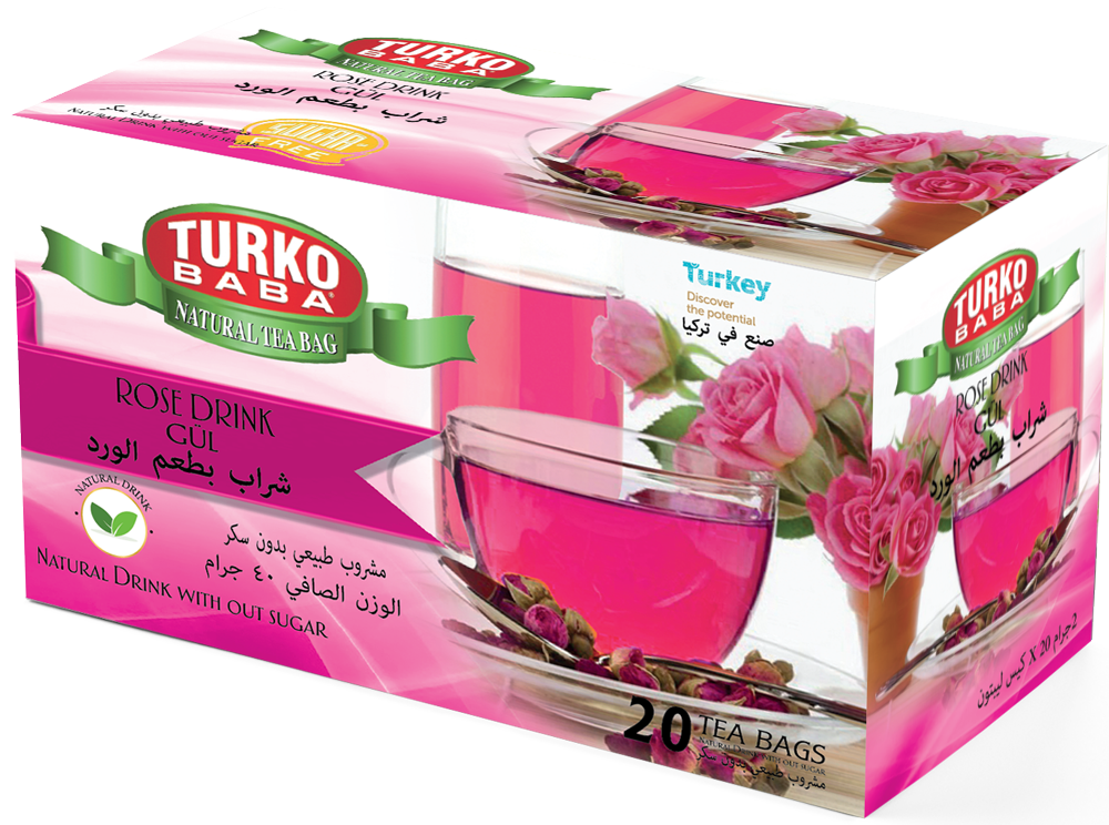 Professional Aromatic Rose Herbal Tea Bags - 20 Count - 24 Packs x 400g