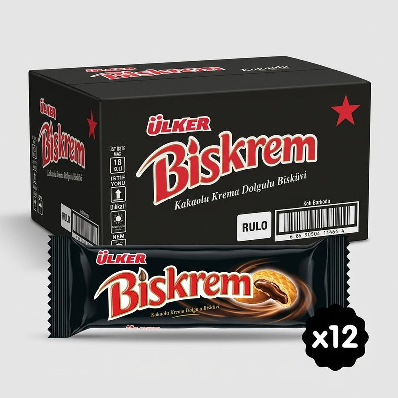 Biskrem Cookies with Chocolate Cream Filling - 100g x 18 Pieces