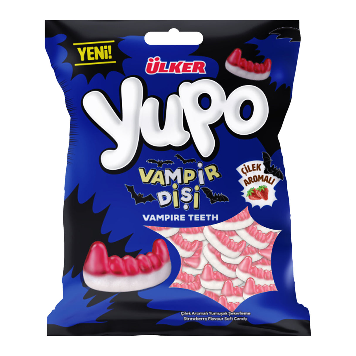 Novelty Vampire Tooth Soft Gummy Candy - 1 Case - 24 Packs x 80g Each