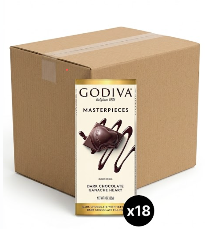 Godiva Dark Chocolate Tablet with Velvety Dark Chocolate Filling - 86g x 18 Pieces