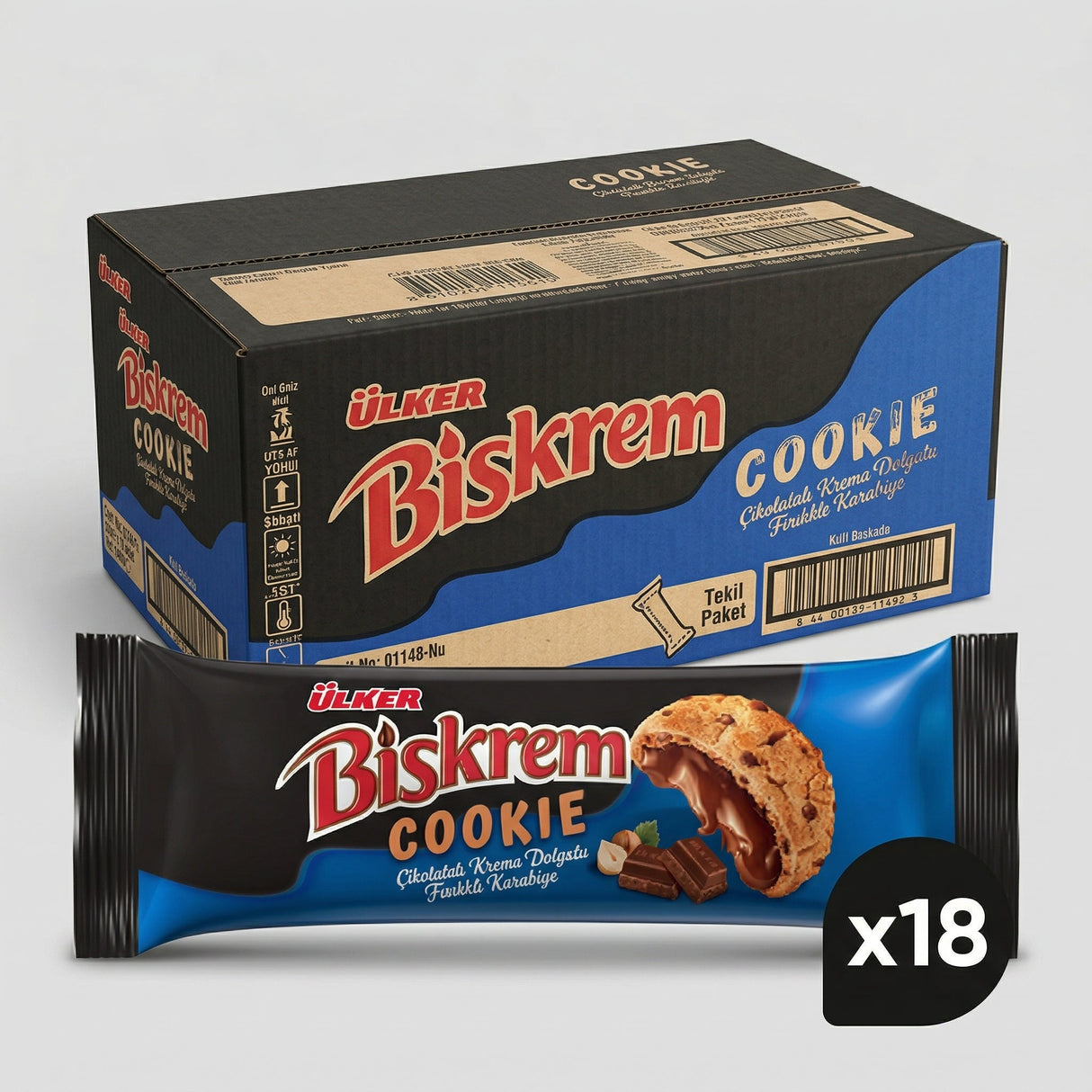 Biskrem Cookies with Chocolate Chips - 80g x 18 Pieces