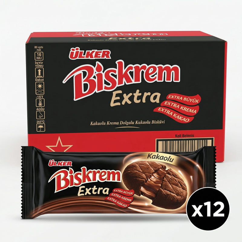 Biskrem Extra Cookies with Chocolate - 184g x 12 Pieces