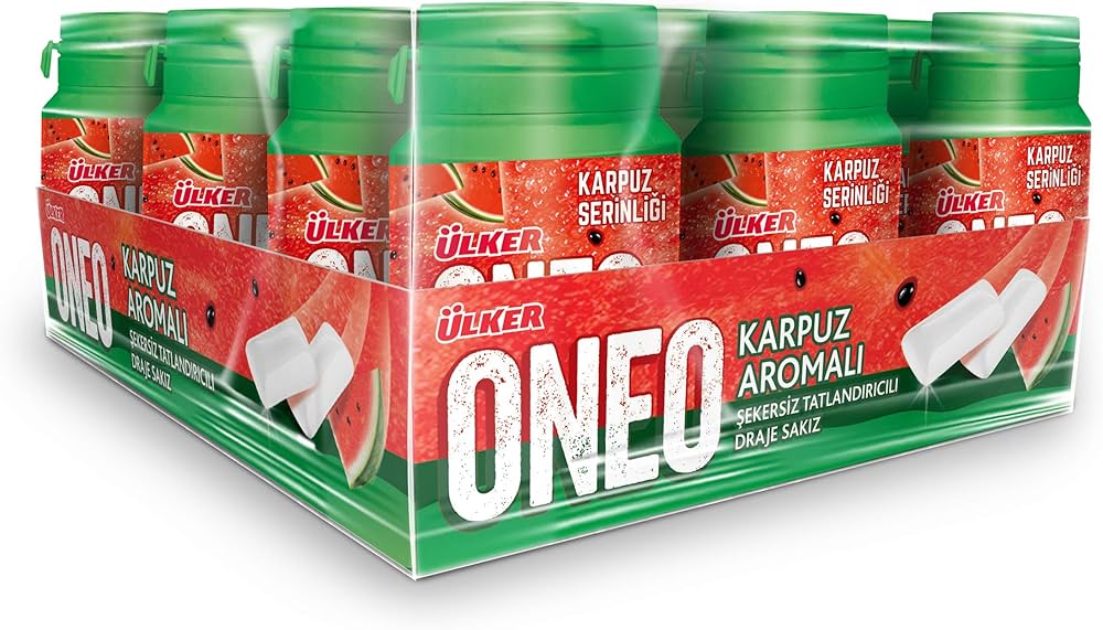 Professional Watermelon Flavored Chewing Gum Dragees - 1 Case - 12 Packs x 60g Each