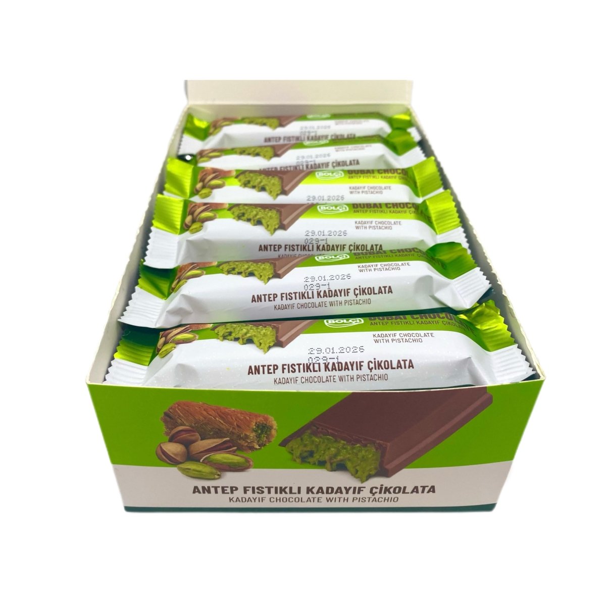 Antep Pistachio & Kadayif Dubai Chocolate Bar - 30g x 96 Pieces