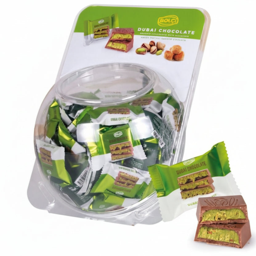 Antep Pistachio & Kadayif Dubai Chocolate Bar - 2 Round Boxes x 16g x 75 Pieces