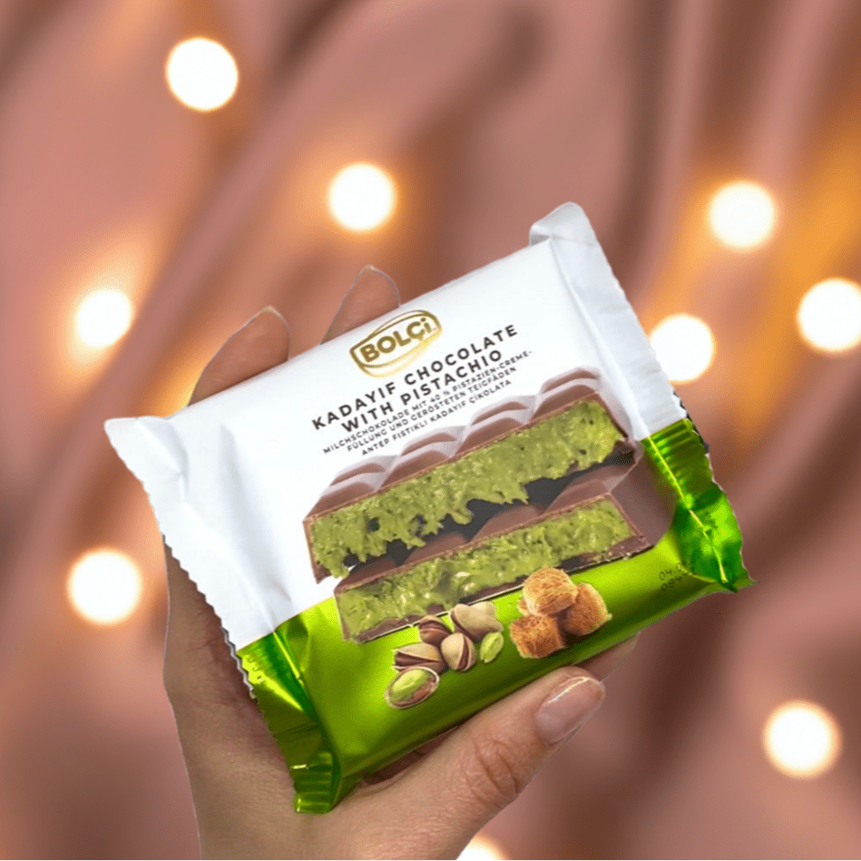 Kadayif Chocolate with Pistachio | Best Kadayif Dubai Chocolate Bar - 45 Pieces x 100g