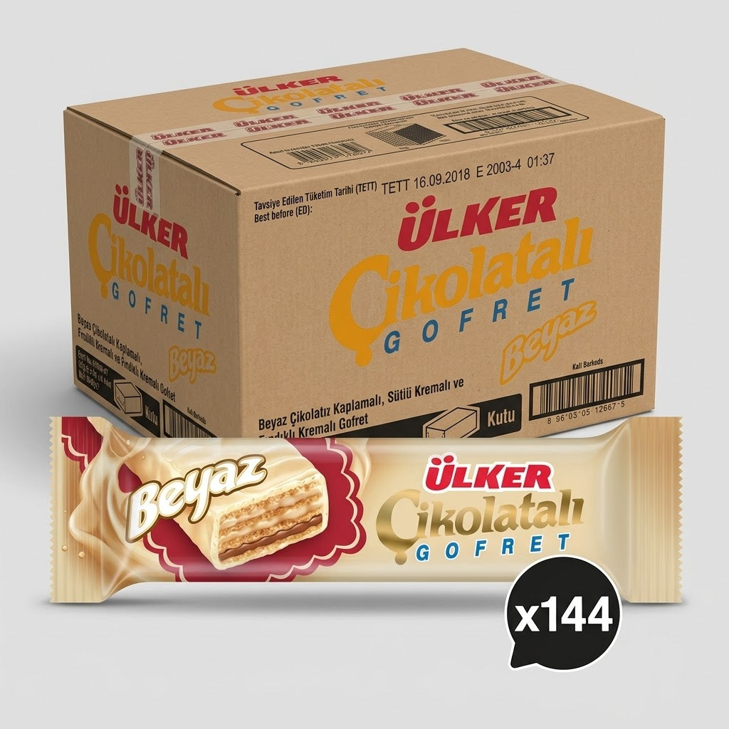 White Chocolate Covered Wafers - 35g x 144 Pieces