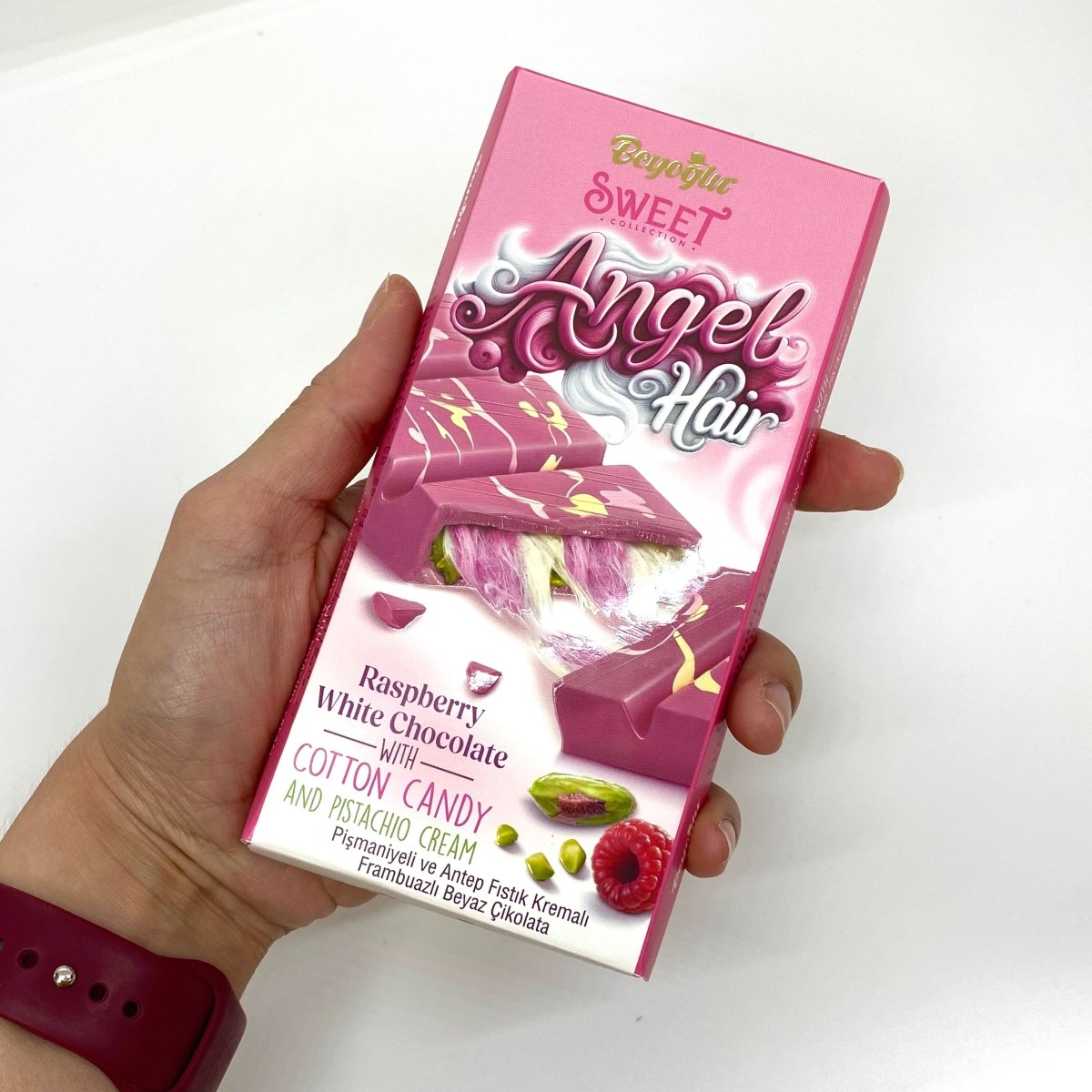 Angel Hair Raspberry Chocolate with Cotton Candy and Pistachio Cream - 36 Pieces x 170 gr