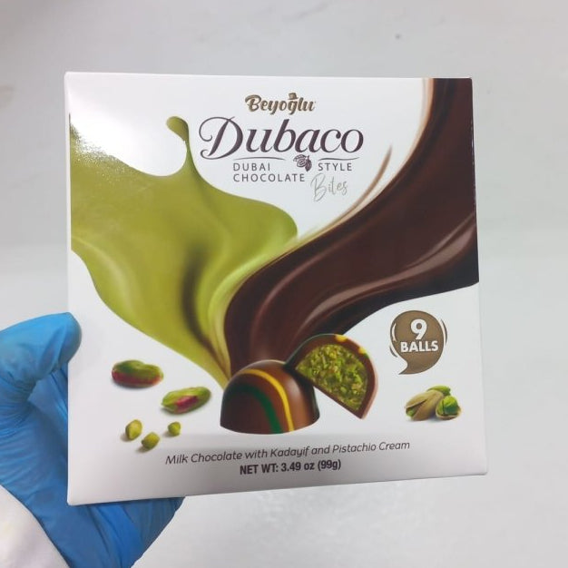 Dubaco Luxury Dubai Style Pistachio & Kadaif Filled Pralines - 9 Piece Gift Box - 99g x 24 Boxses